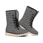 Noisy Windowpane Pattern Print Winter Boots
