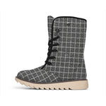 Noisy Windowpane Pattern Print Winter Boots