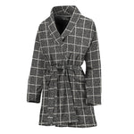 Noisy Windowpane Pattern Print Women's Bathrobe
