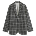 Noisy Windowpane Pattern Print Women's Blazer
