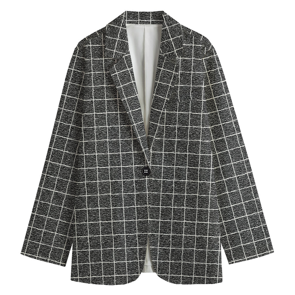 Noisy Windowpane Pattern Print Women's Blazer