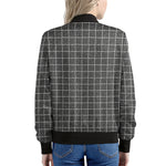 Noisy Windowpane Pattern Print Women's Bomber Jacket