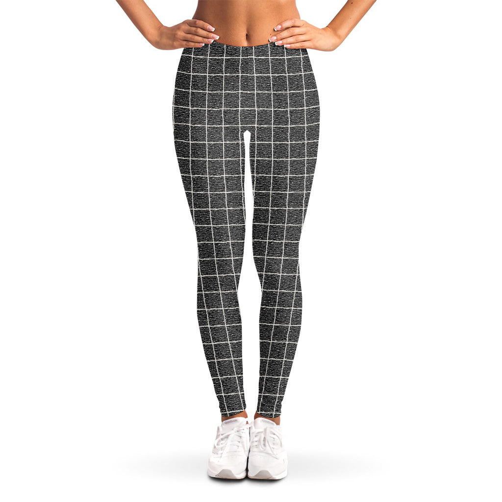 Noisy Windowpane Pattern Print Women's Leggings