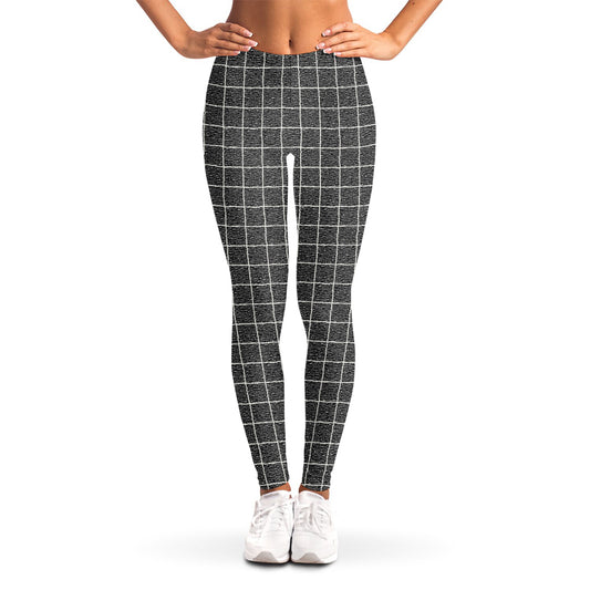 Noisy Windowpane Pattern Print Women's Leggings