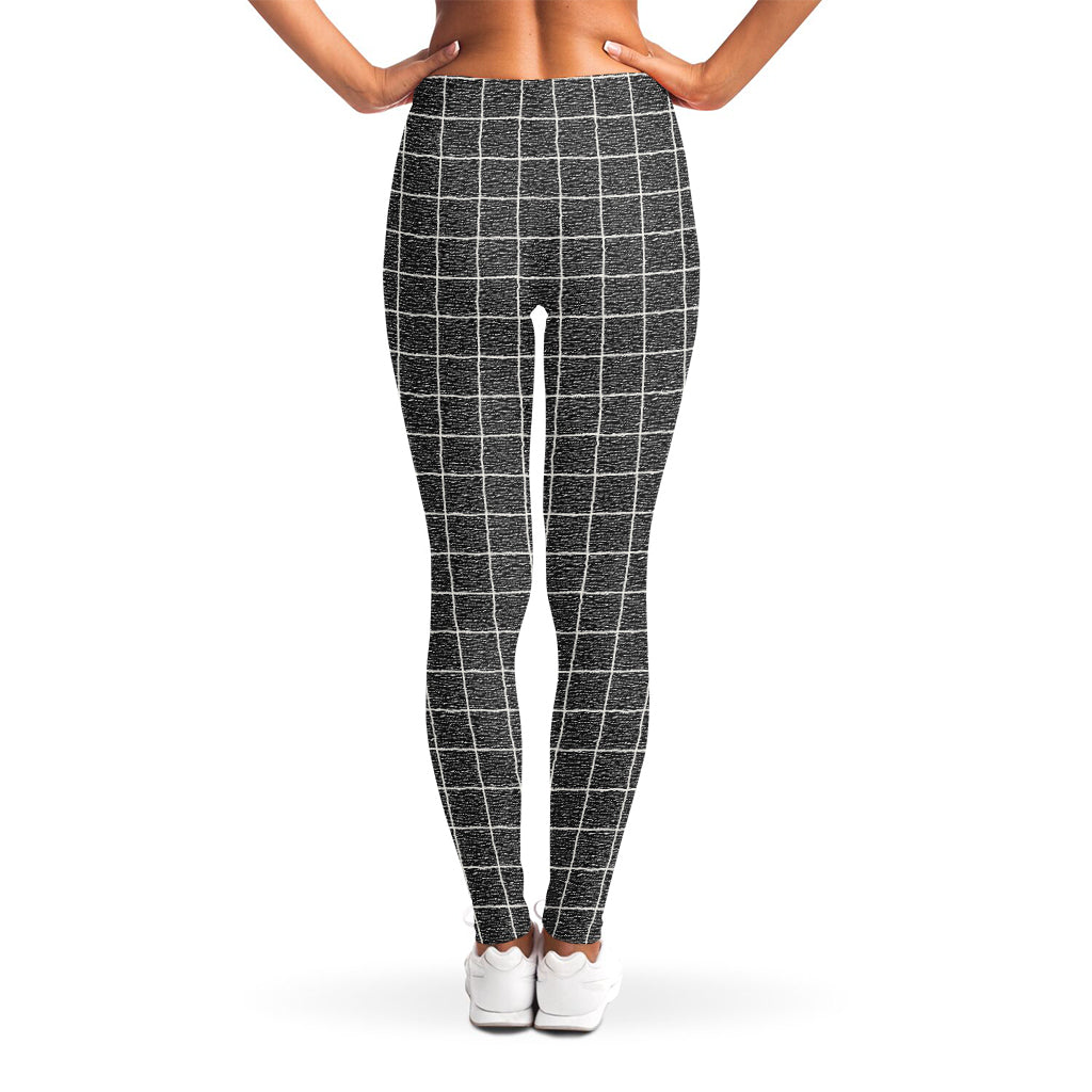 Noisy Windowpane Pattern Print Women's Leggings