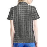 Noisy Windowpane Pattern Print Women's Polo Shirt
