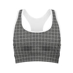 Noisy Windowpane Pattern Print Women's Sports Bra