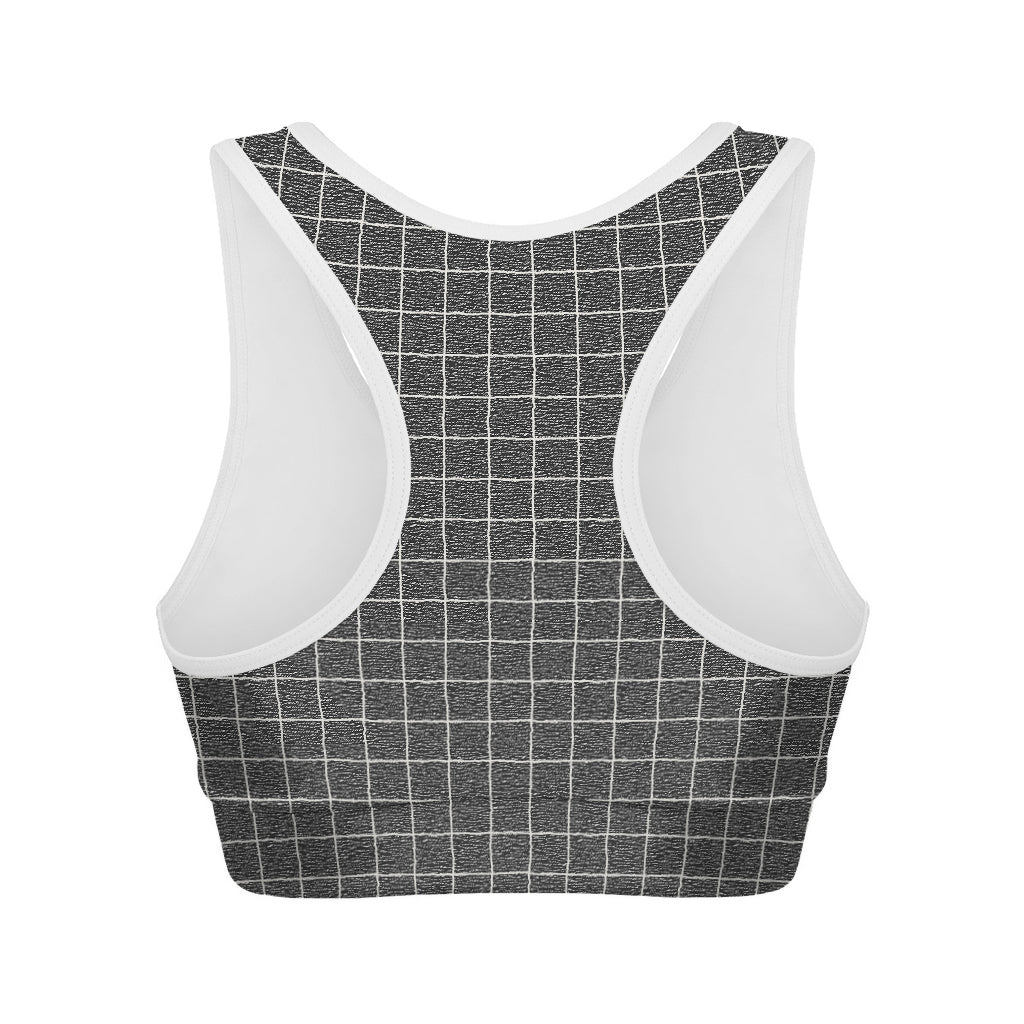 Noisy Windowpane Pattern Print Women's Sports Bra