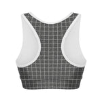 Noisy Windowpane Pattern Print Women's Sports Bra