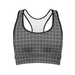 Noisy Windowpane Pattern Print Women's Sports Bra
