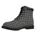 Noisy Windowpane Pattern Print Padded Collar Lace Up Boots