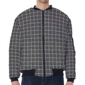 Noisy Windowpane Pattern Print Zip Sleeve Bomber Jacket