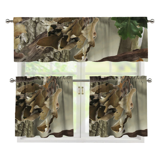 Oak Tree Hunting Camouflage Print 3 Piece Kitchen Curtains