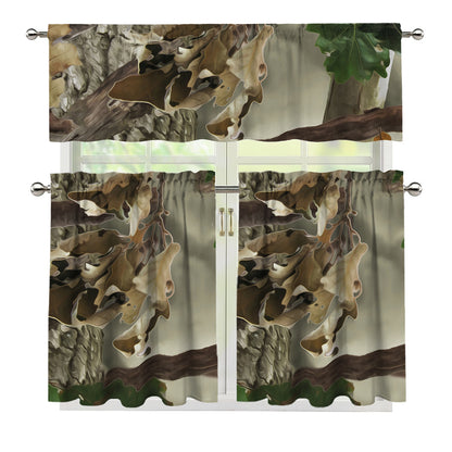 Oak Tree Hunting Camouflage Print 3 Piece Kitchen Curtains