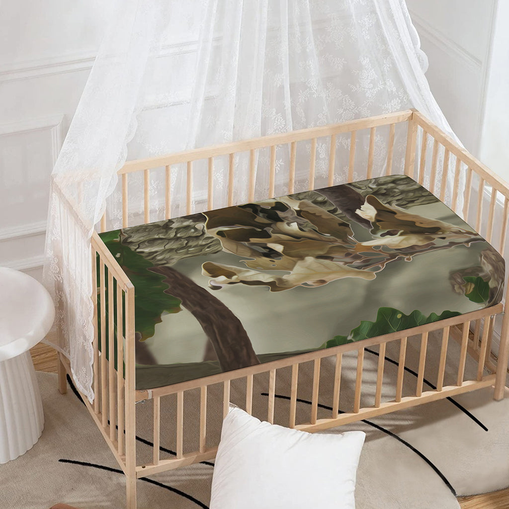 Oak Tree Hunting Camouflage Print Baby Crib Sheet