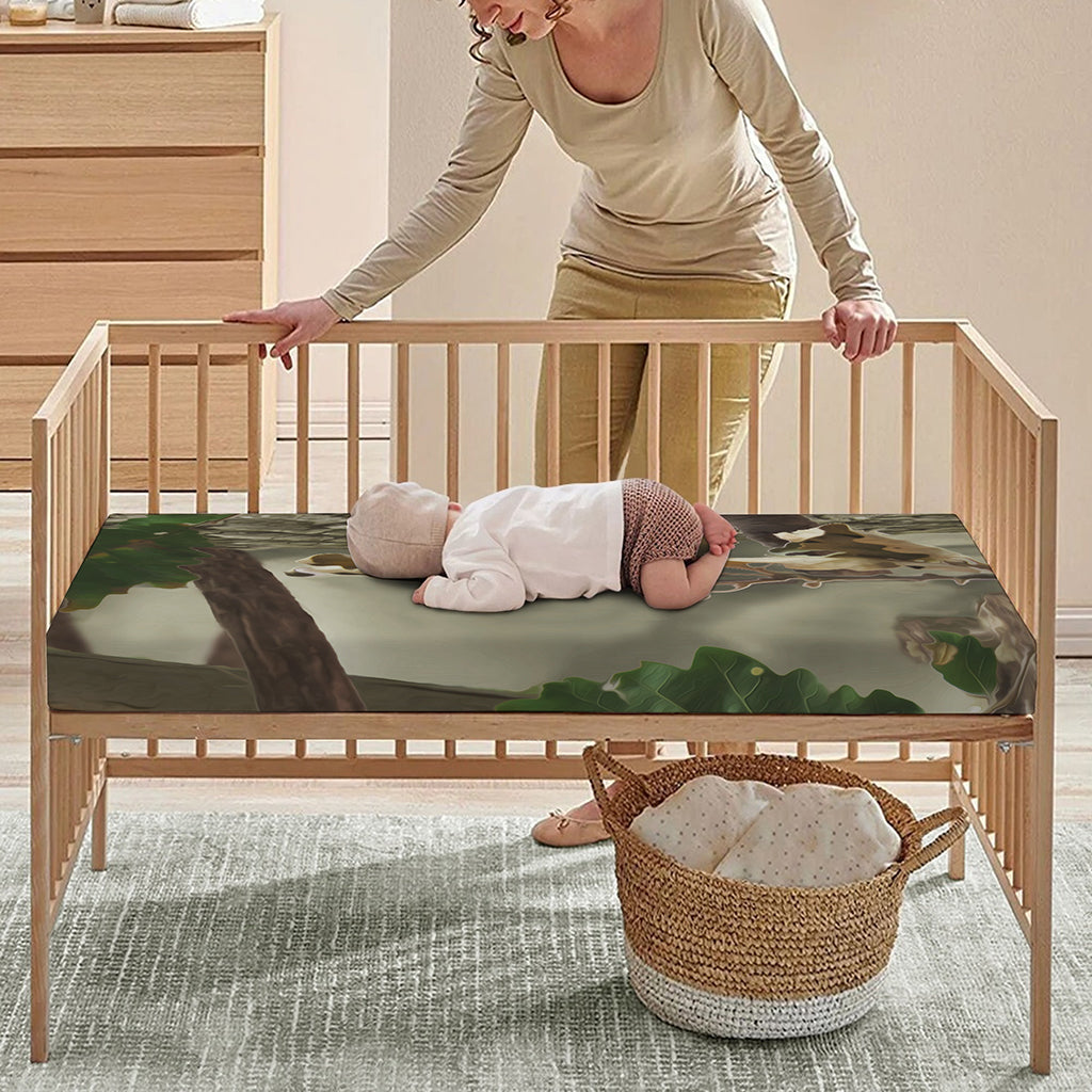 Oak Tree Hunting Camouflage Print Baby Crib Sheet