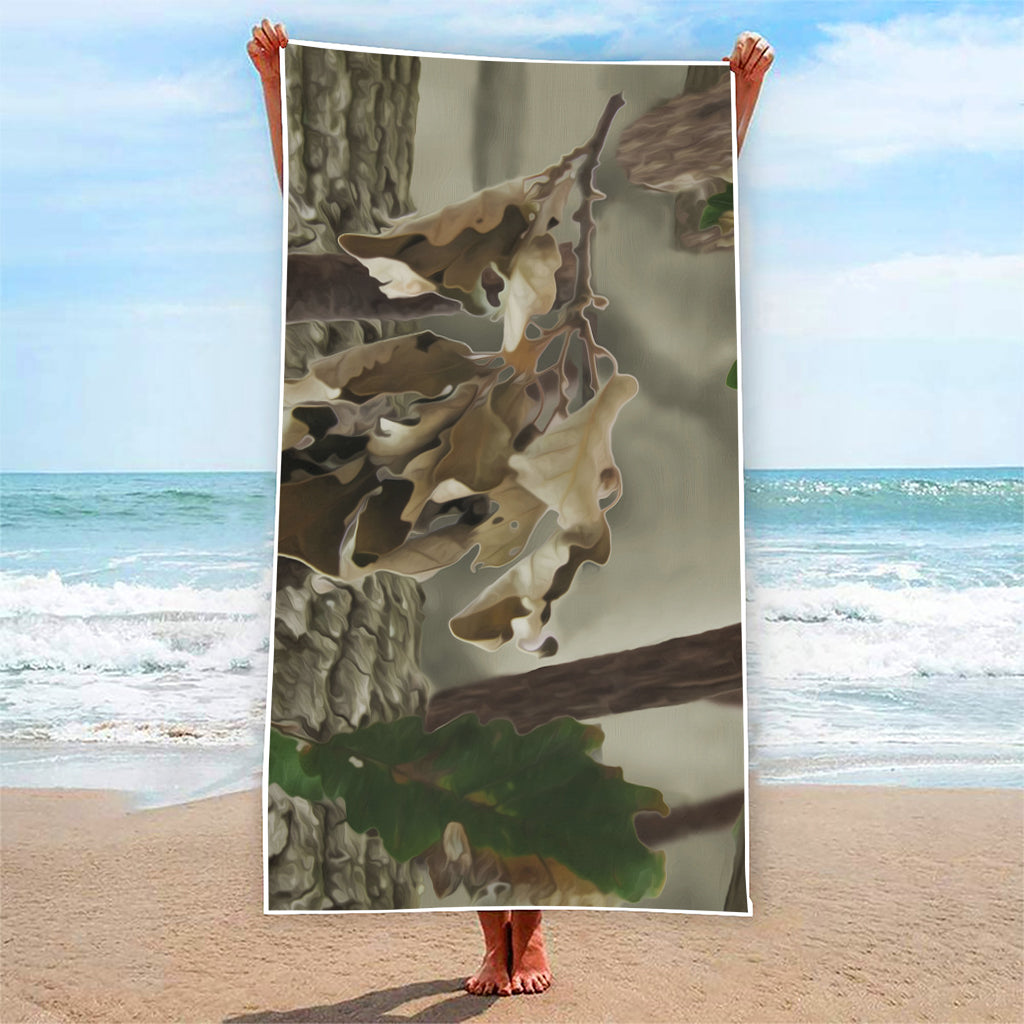 Oak Tree Hunting Camouflage Print Beach Towel