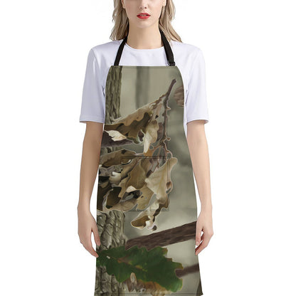 Oak Tree Hunting Camouflage Print Bib Apron With Pocket