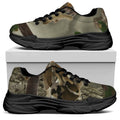 Oak Tree Hunting Camouflage Print Black Chunky Shoes