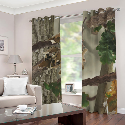 Oak Tree Hunting Camouflage Print Blackout Grommet Curtains
