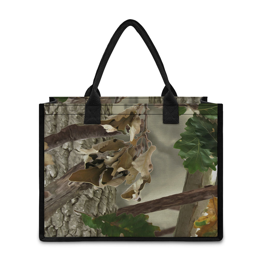 Oak Tree Hunting Camouflage Print Canvas Tote Bag
