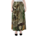 Oak Tree Hunting Camouflage Print Chiffon Maxi Skirt