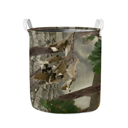 Oak Tree Hunting Camouflage Print Collapsible Laundry Basket