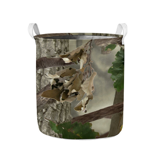 Oak Tree Hunting Camouflage Print Collapsible Laundry Basket
