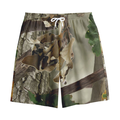 Oak Tree Hunting Camouflage Print Cotton Shorts
