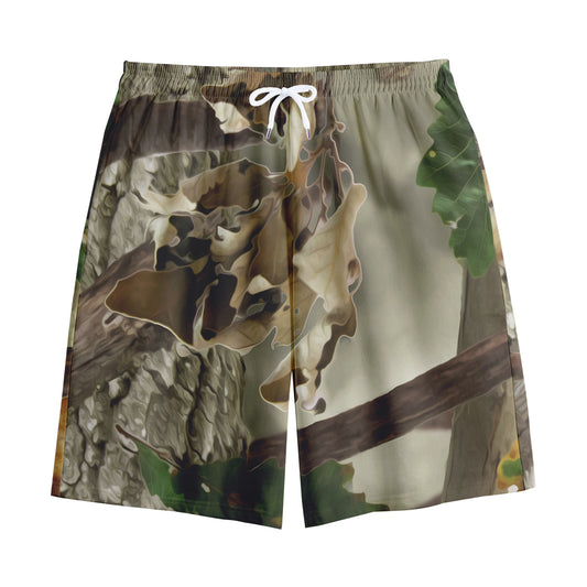 Oak Tree Hunting Camouflage Print Cotton Shorts