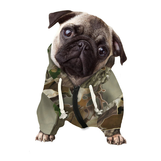 Oak Tree Hunting Camouflage Print Dog Zip Up Hoodie