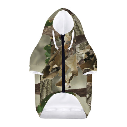 Oak Tree Hunting Camouflage Print Dog Zip Up Hoodie