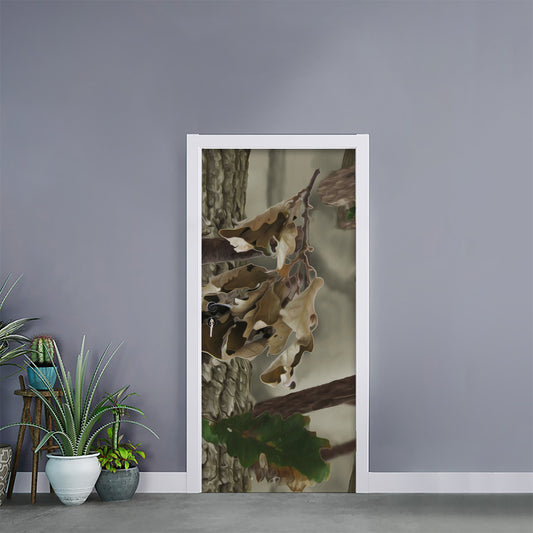 Oak Tree Hunting Camouflage Print Door Sticker