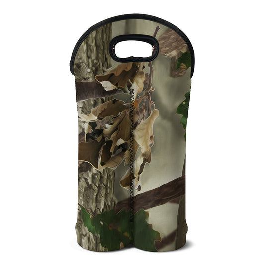 Oak Tree Hunting Camouflage Print Double Neoprene Wine Tote
