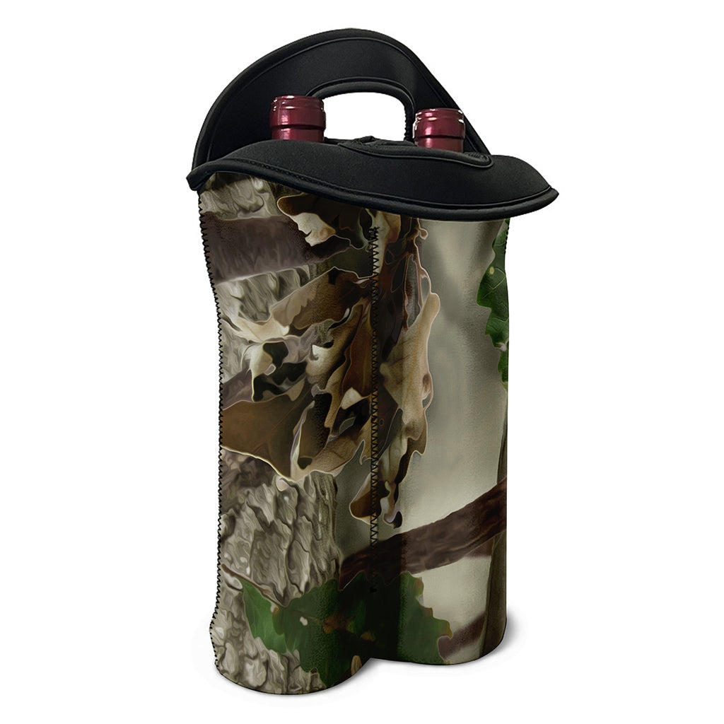 Oak Tree Hunting Camouflage Print Double Neoprene Wine Tote