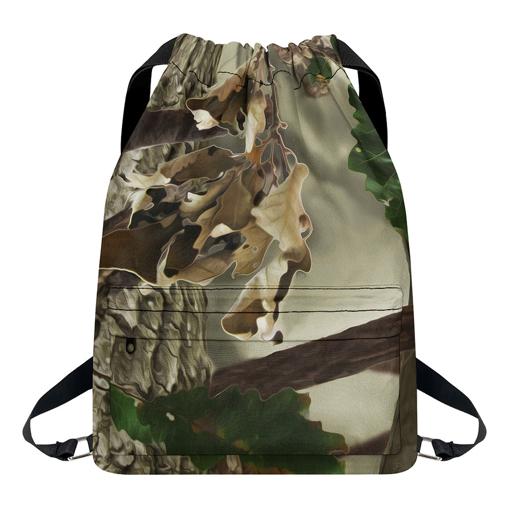 Oak Tree Hunting Camouflage Print Drawstring Backpack