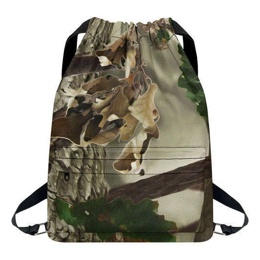 Oak Tree Hunting Camouflage Print Drawstring Backpack
