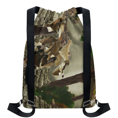 Oak Tree Hunting Camouflage Print Drawstring Backpack