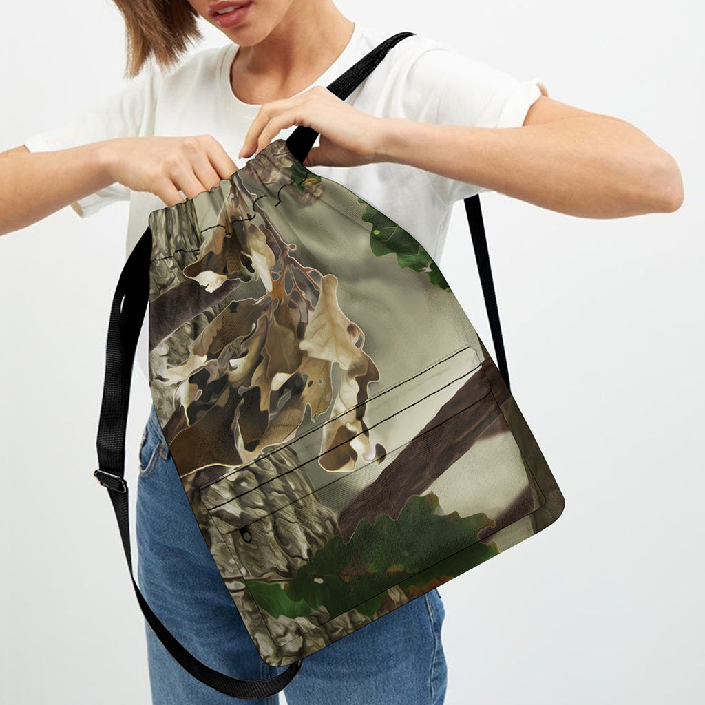Oak Tree Hunting Camouflage Print Drawstring Backpack