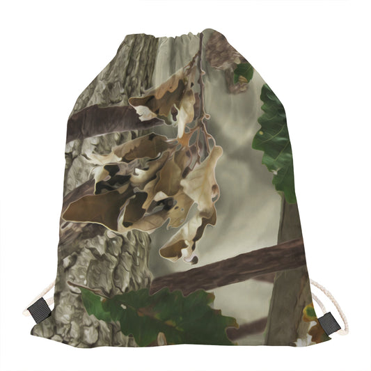 Oak Tree Hunting Camouflage Print Drawstring Bag