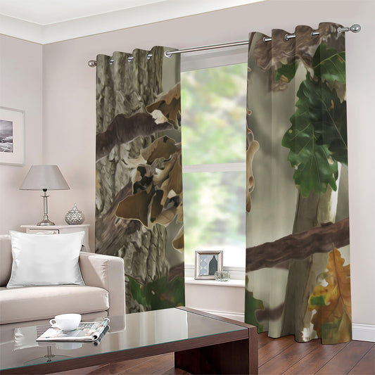Oak Tree Hunting Camouflage Print Extra Wide Grommet Curtains