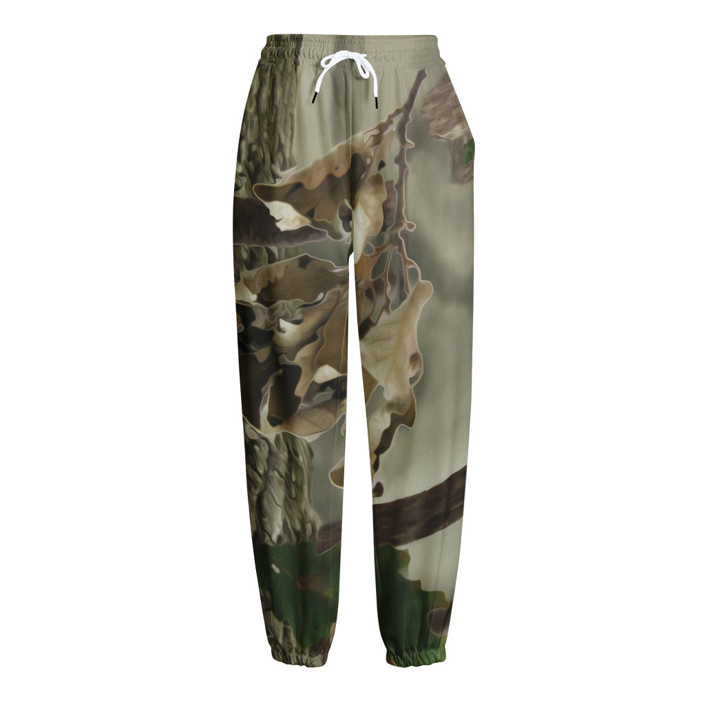 Oak Tree Hunting Camouflage Print Fleece Lined Knit Pants