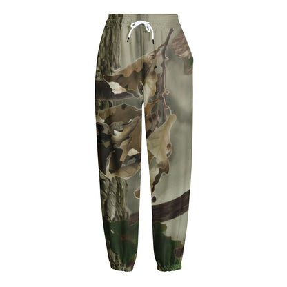 Oak Tree Hunting Camouflage Print Fleece Lined Knit Pants