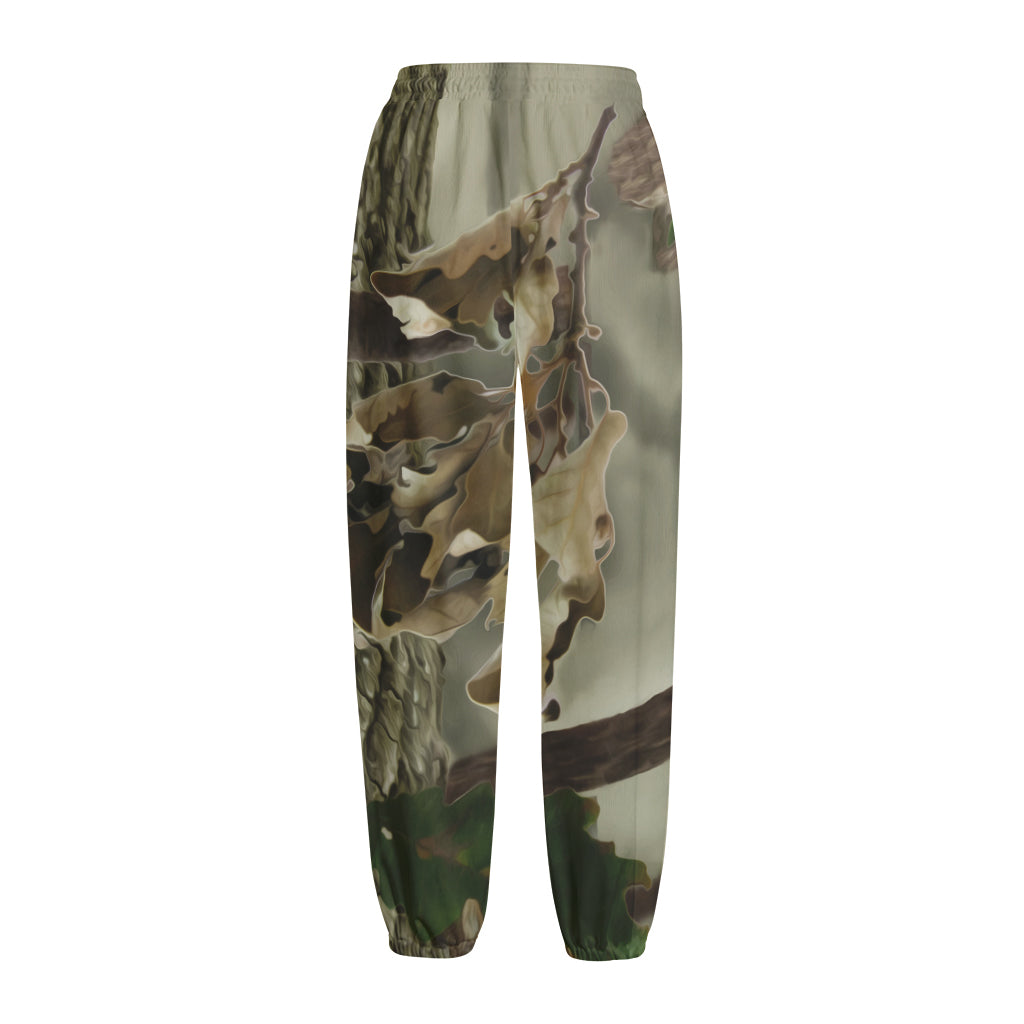 Oak Tree Hunting Camouflage Print Fleece Lined Knit Pants