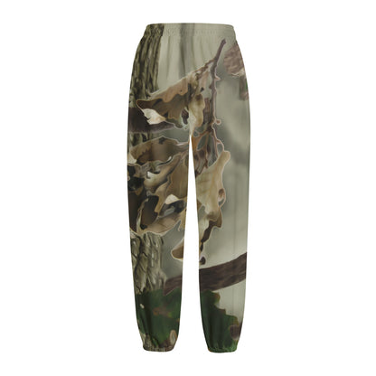 Oak Tree Hunting Camouflage Print Fleece Lined Knit Pants