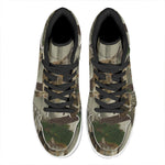 Oak Tree Hunting Camouflage Print High Top Leather Sneakers