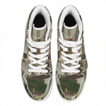 Oak Tree Hunting Camouflage Print High Top Leather Sneakers