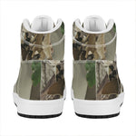 Oak Tree Hunting Camouflage Print High Top Leather Sneakers