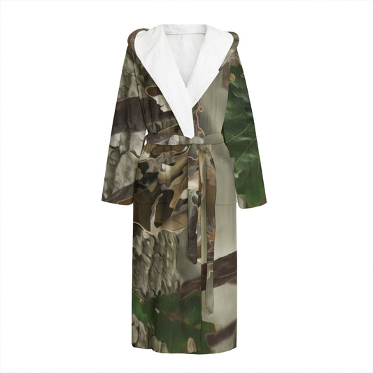 Oak Tree Hunting Camouflage Print Hooded Bathrobe