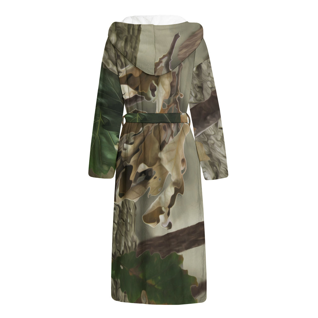 Oak Tree Hunting Camouflage Print Hooded Bathrobe